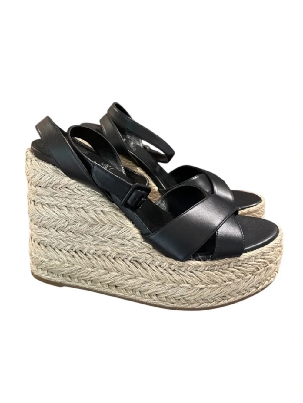 Christian Louboutin Mariza Zeppa Black Leather Wedges EU 39